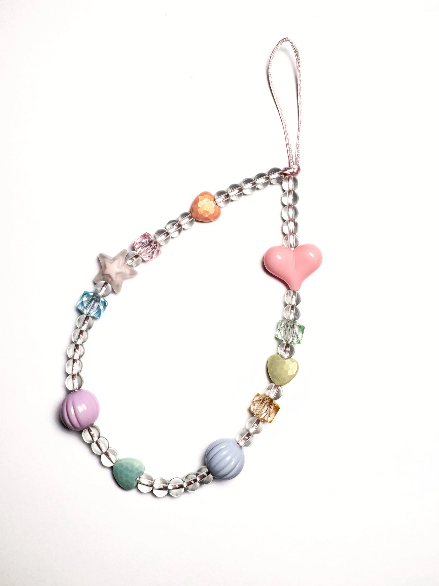 Pink Heart Beads Phone Charm