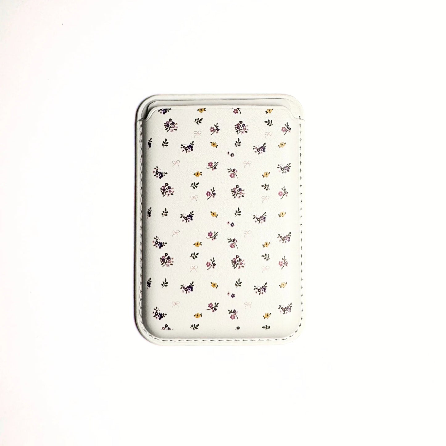 Cute Purple Floral Magsafe Case with Wallet Combo