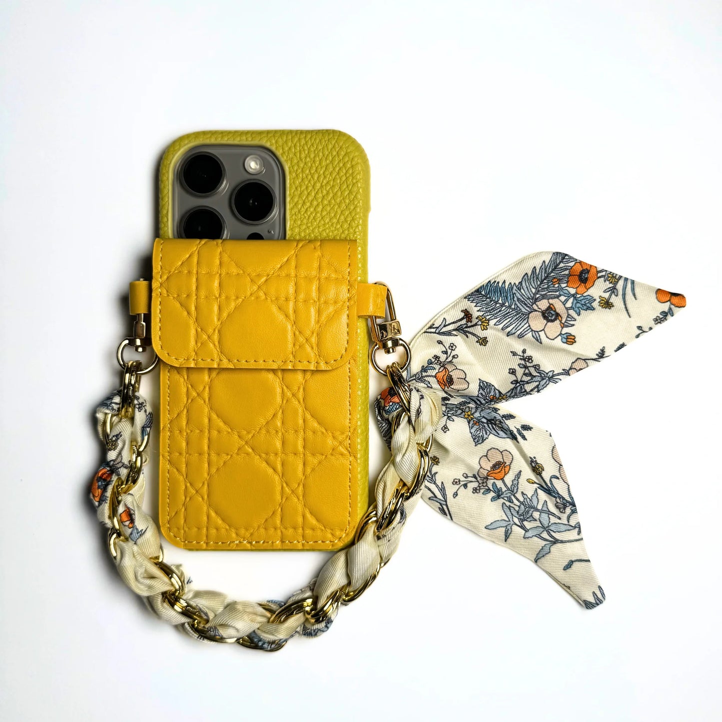Stylish Chain Wallet Phone Case - Yellow