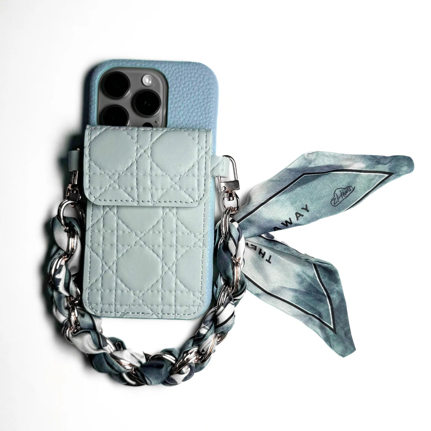 Stylish Chain Wallet Phone Case - Blue