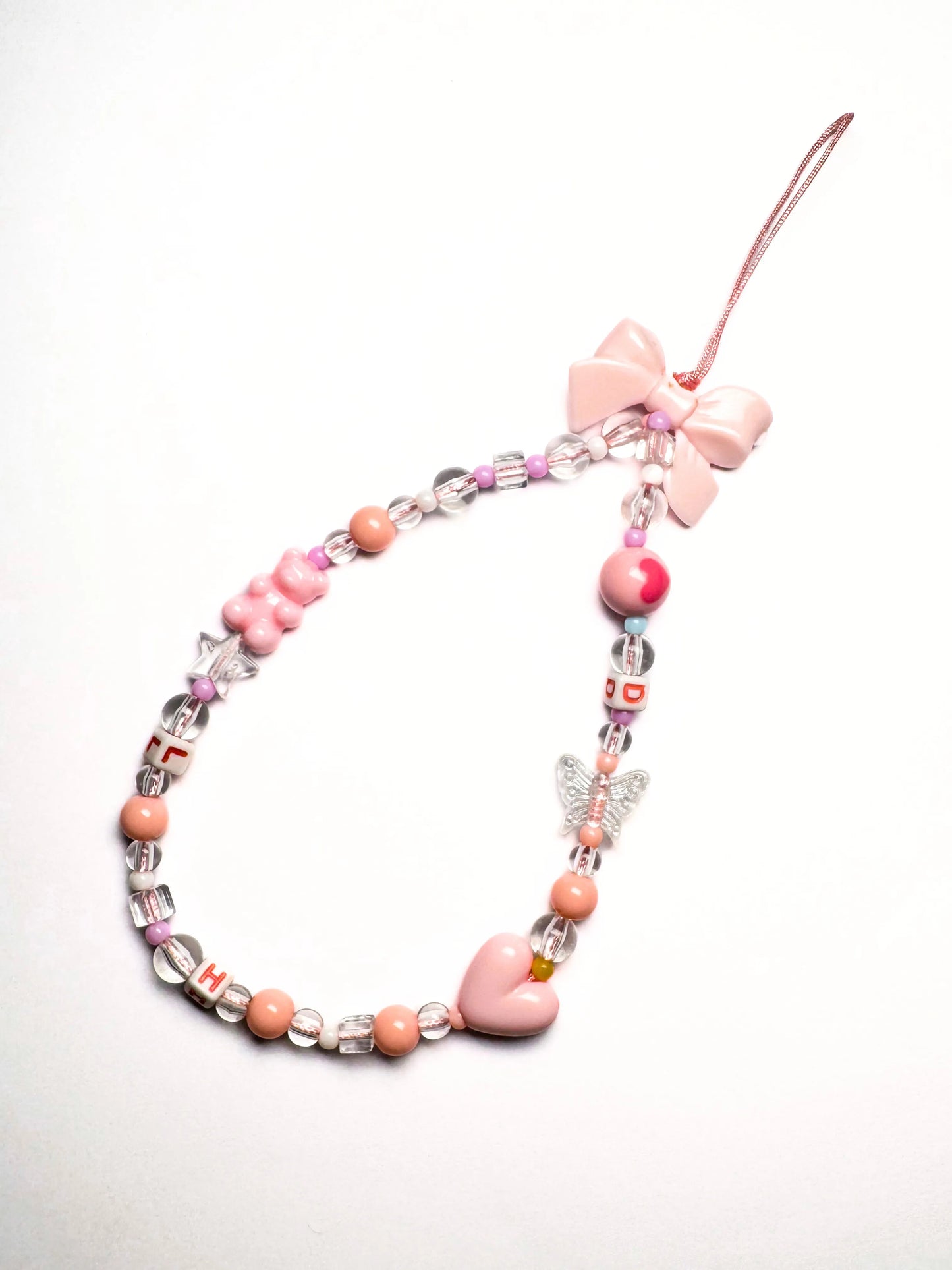 Pink Bow Butterfly Phone Charm