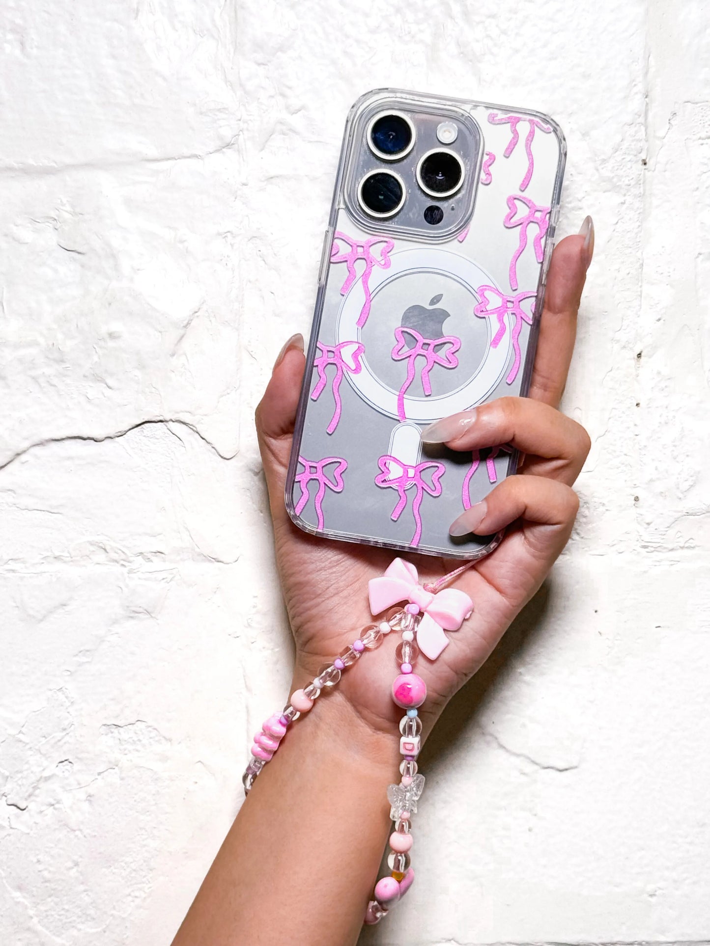 Pink Bow Butterfly Phone Charm