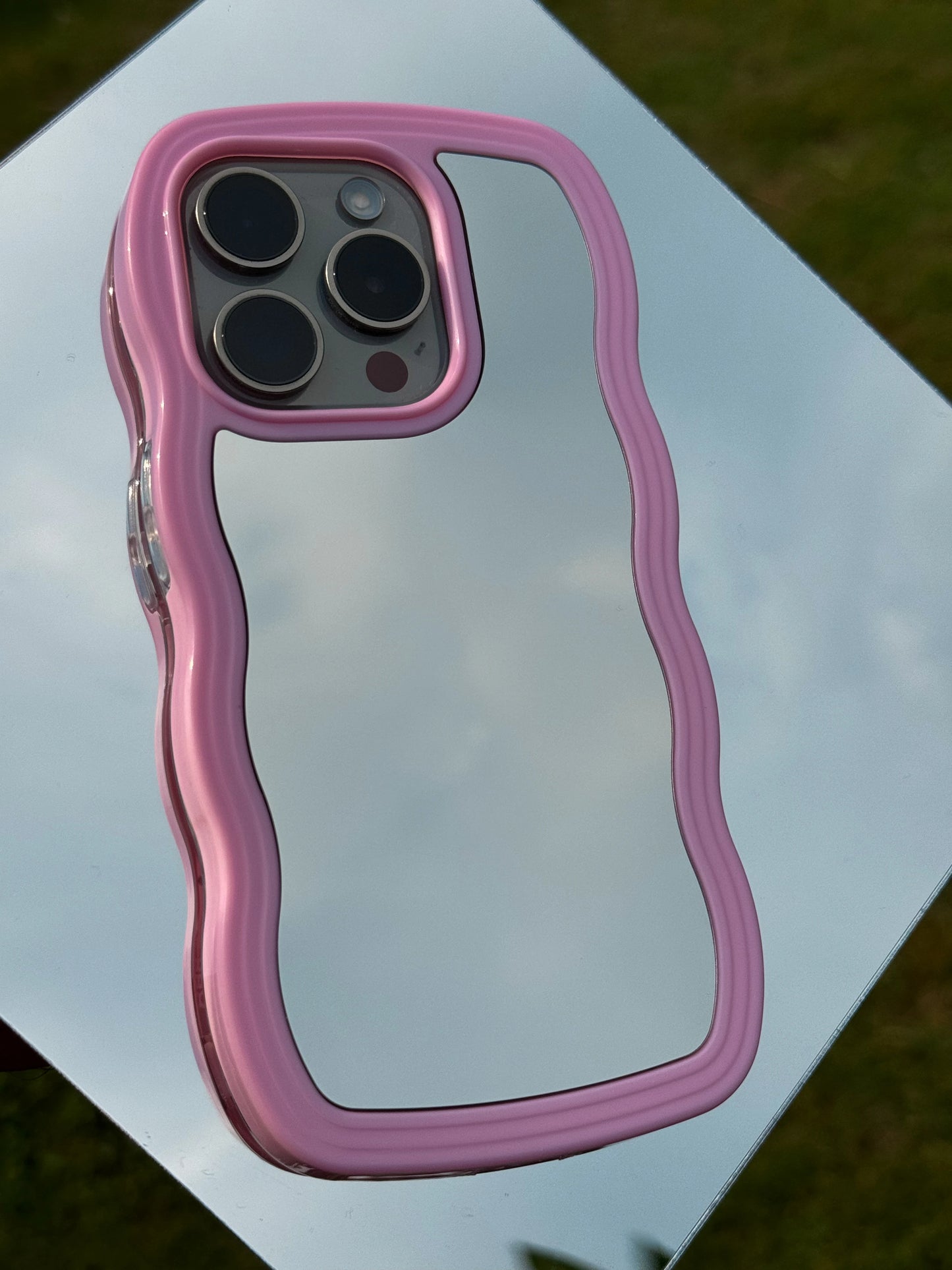 Pink Curvy Wave Mirror Phone Case