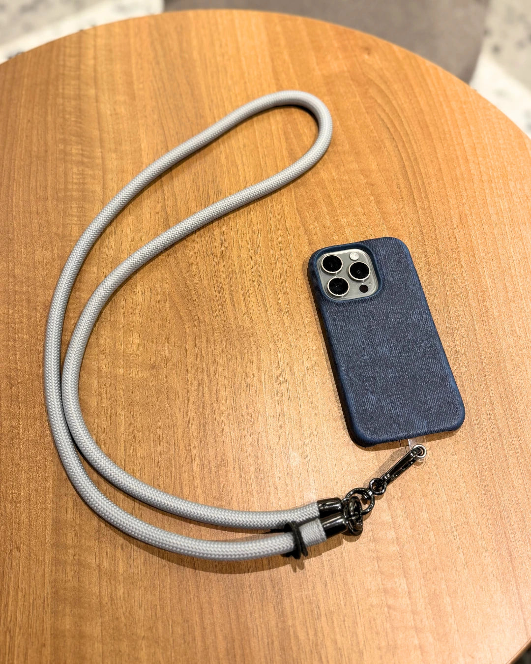 Grey Denim Phone Strap
