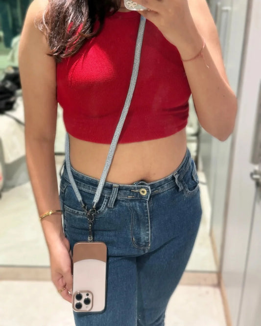 Grey Denim Phone Strap