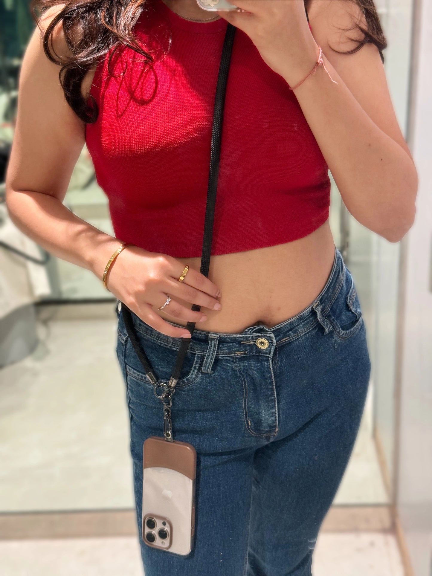 Black Denim Phone Strap