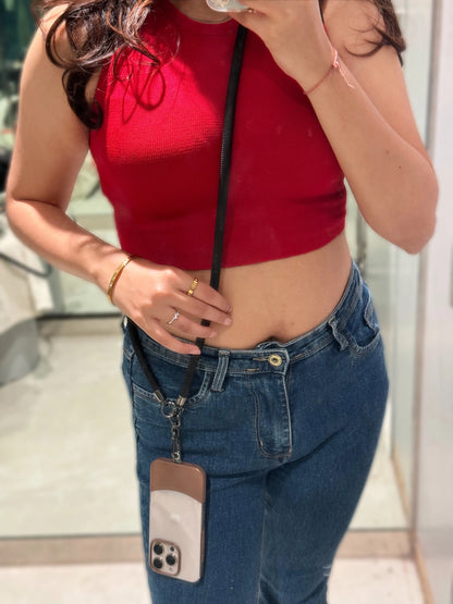 Black Denim Phone Strap